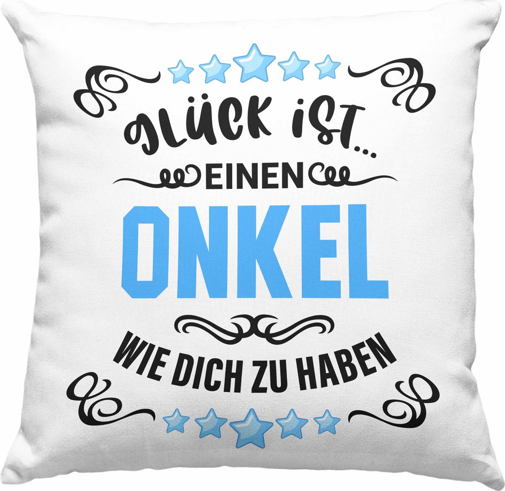 Trendation - Bester Onkel Geschenk von Nichte Neffe Lustige Deko-Kissen mit Füllung 40x40 Spruch Geschenke für Onkel Nichten Geschenkidee (Blau)