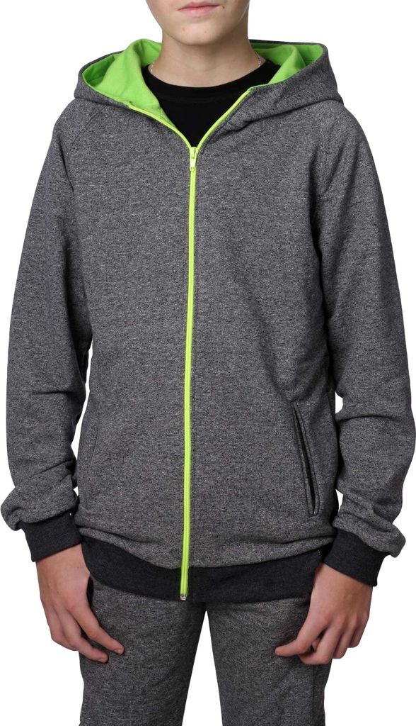 Jungen Sweatjacke mit Kapuze meliert 30363 Grau 104