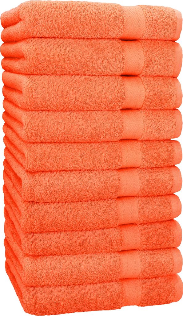 Betz 10 Stück Handtücher 50x100 cm PREMIUM 100% Baumwolle Farbe: blutorange