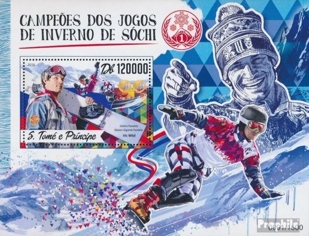 Briefmarken Sao Tome e Principe 2016 Mi Block 1248 (kompl. Ausgabe) postfrisch Winterspiele in Sotschi