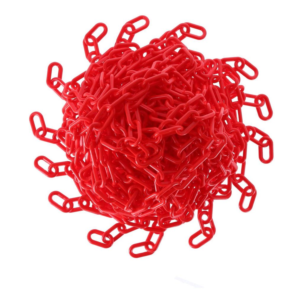 TIBU Absperrkette Kunststoff Warnkette Kunststoffkette 8 mm Stärke - Rot - Länge 50 cm