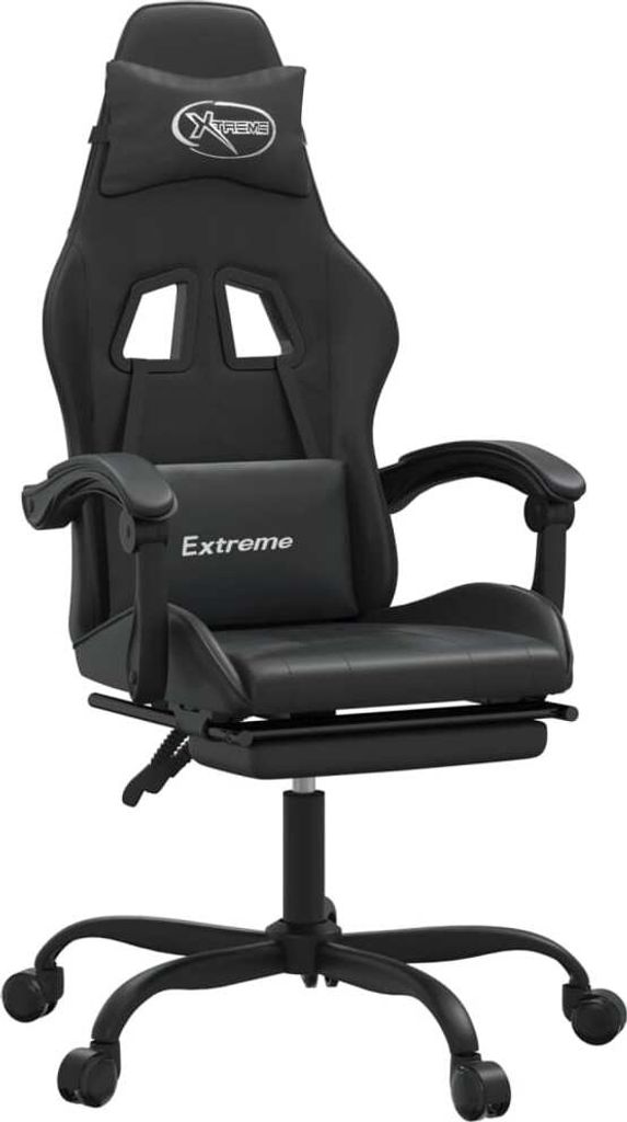 Gaming-Stuhl mit Fußstütze Schwarz Kunstleder