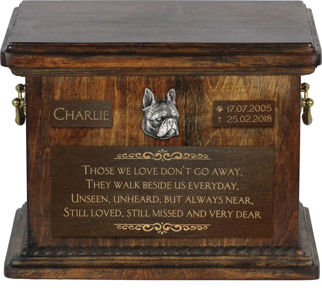 Boston Terrier Personalisierte Hundeurne mit Gravur, Erinnerungsbox für Hundeknochen von der Marke Art-Dog