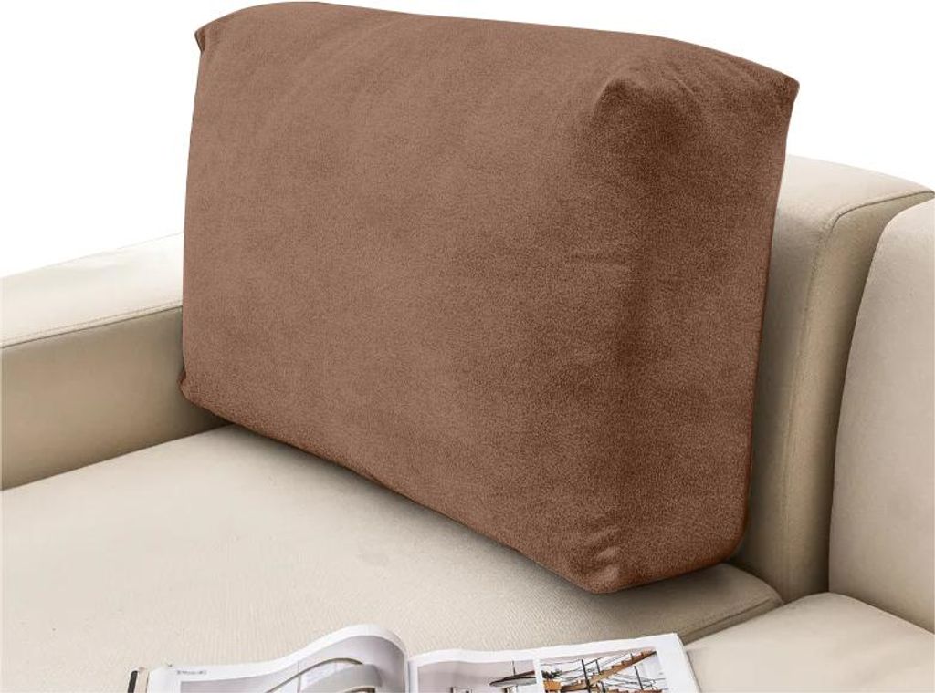 Elastischer Velours-Bezug für Rückenlehne und Rückenkissen von Sofa & Ecksofa in Braun – Schonbezug