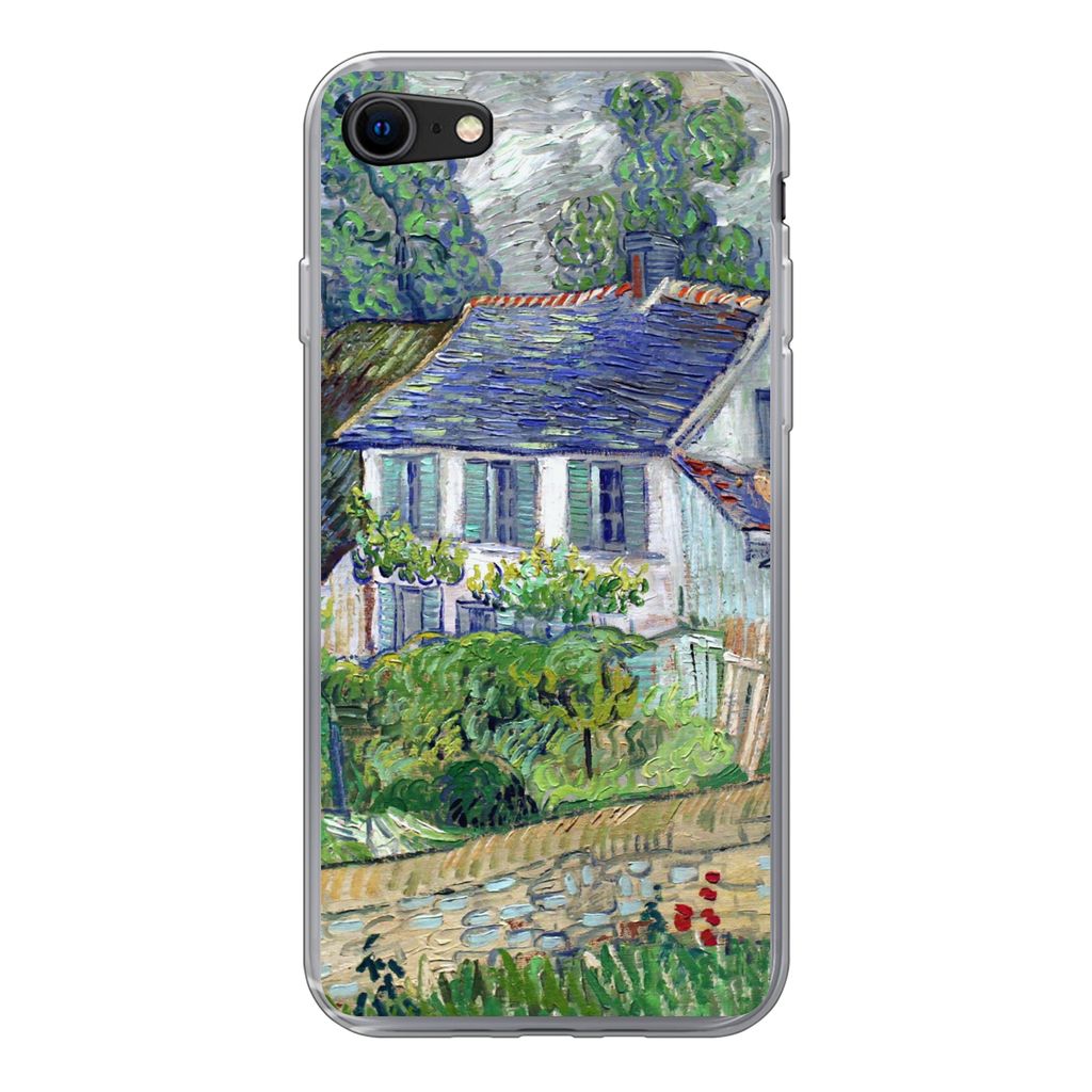 MuchoWow Handyhülle Schutzhülle Hülle für iPhone SE 2022 Haus in Auvers - Vincent van Gogh Silikon Softcase Handy Hülle - Schutzhülle
