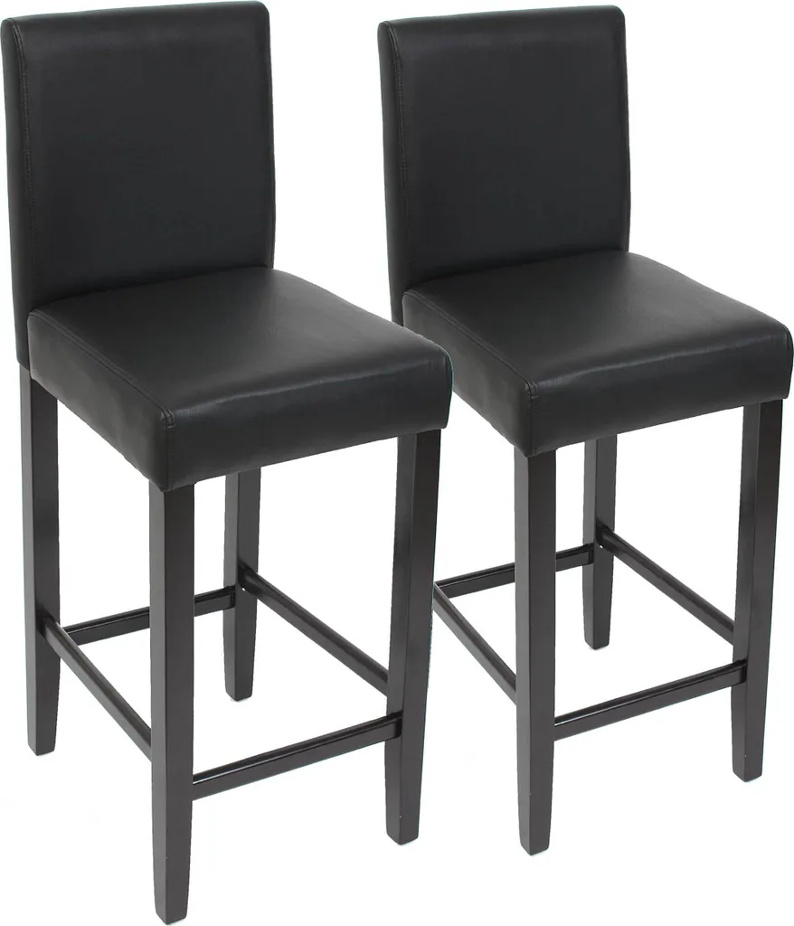 Chaise de bar en similicuir noir lot de 2 pour îlot de cuisine M37