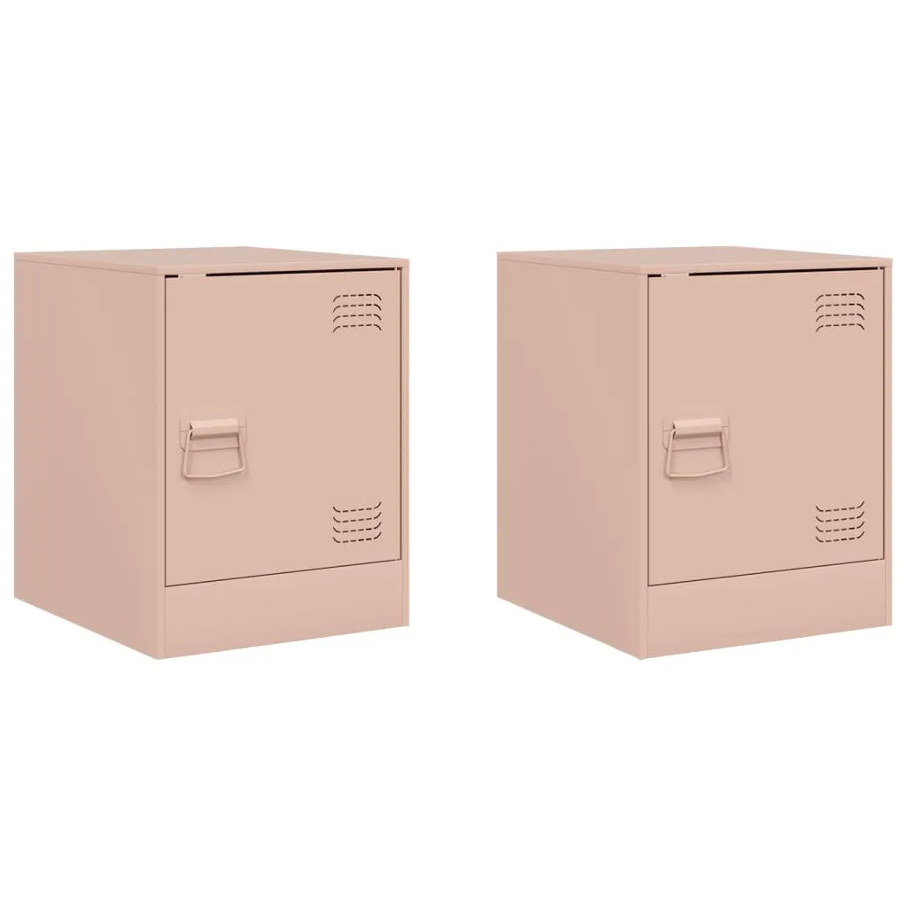 SYFAX™ Coppia Comodini Rosa in Acciaio per Cameretta e Camera | 44cm
