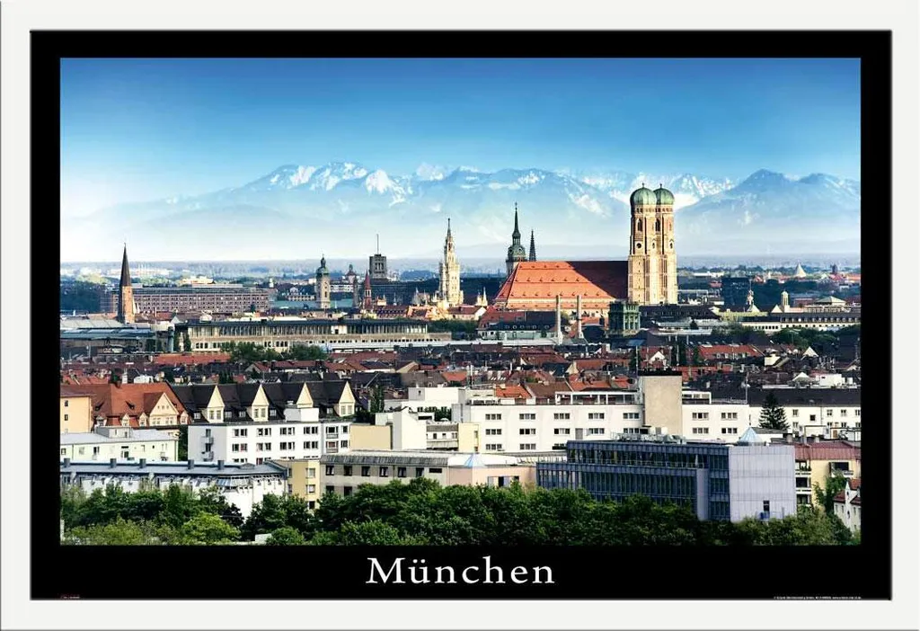 Poster Monaco Baviera con Cornice Bianca Shinsuke Maxi MDF - Arredo Parete