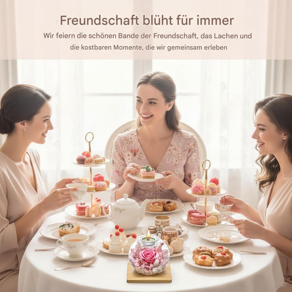 Weihnachtsgeschenke für Frauen, Ewige Rose im Glas mit 18 Duftkerzen - Konservierte Blumen Infinity Rose, Weihnachten Valentinstag Muttertag