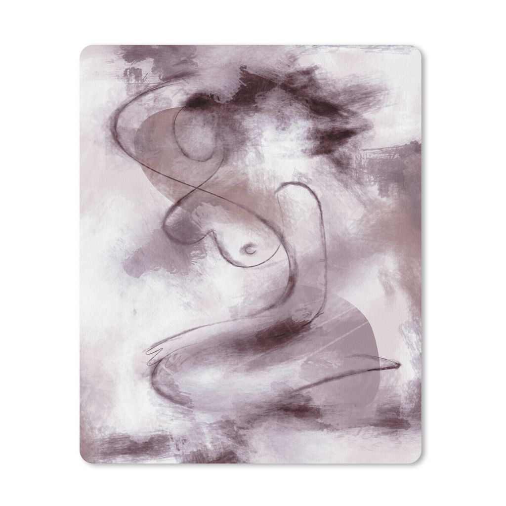 MuchoWow Mauspad Mousepad Frau - Abstrakt - Linienkunst - Porträt - Lila 19x23 cm - Mousepads - Maus Mat - Pad - Mausunterlage - Mauspads - Spielen