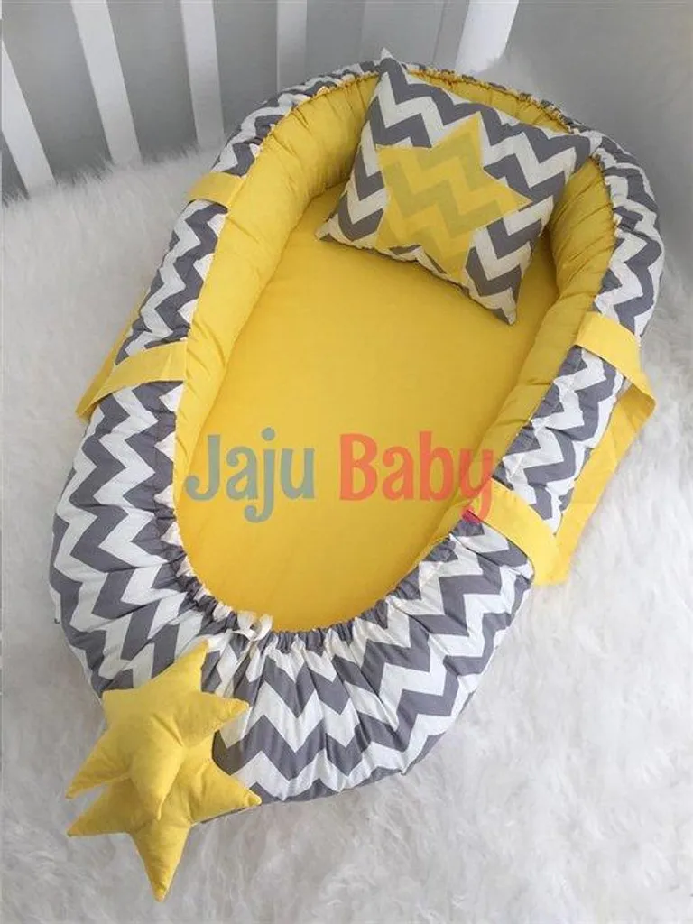Nid bébé nomade Jaju pour cododo sécurisé, coton gris avec oreiller