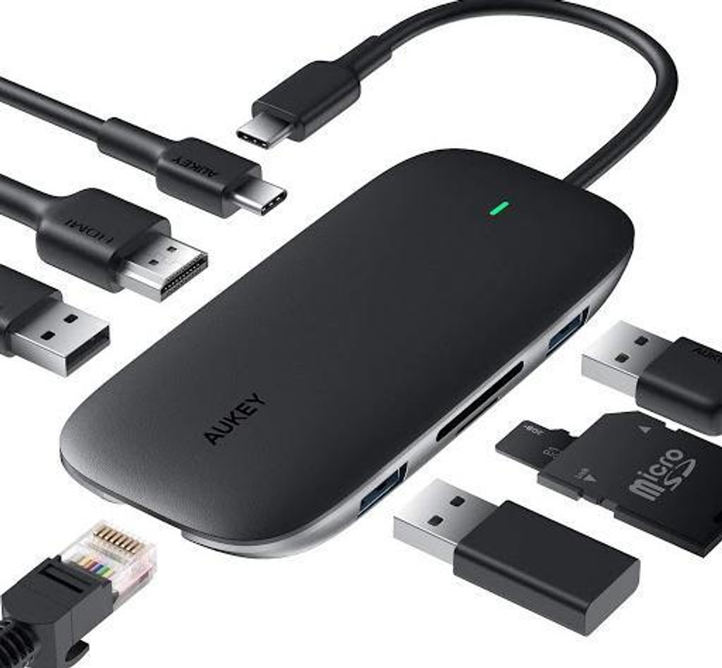 AUKEY CB-C71 Schnittstellenhub 5000 Mbit/s Schwarz Produktbild 