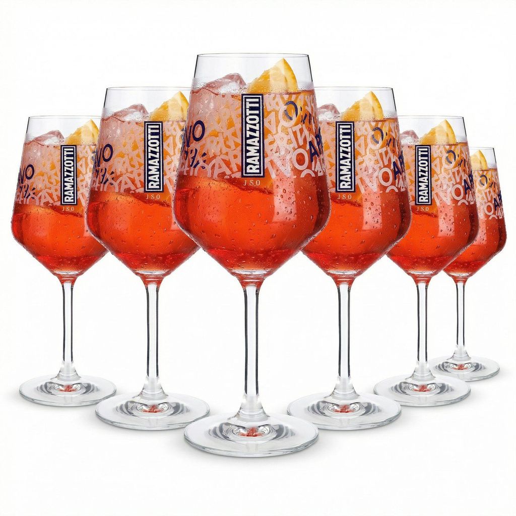6x Ramazzotti Aperitivo Glas 0,5l geeicht Stielglas Produktbild 