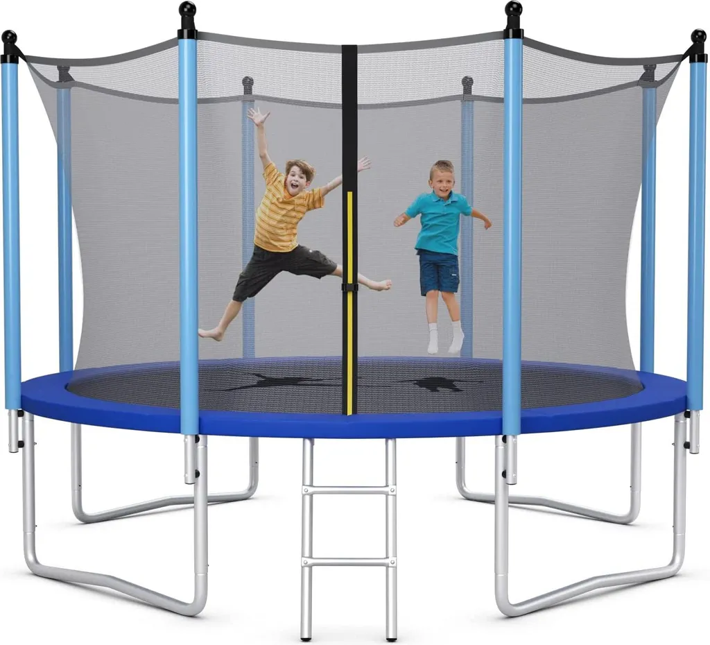 Trampoline Extérieur Complet 244cm avec Tapis de Saut et Filet Enfant