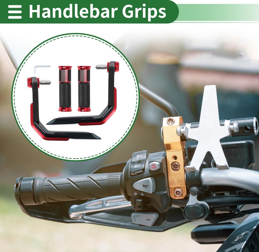 7/8" 22mm 15/16" 24mm Motorrad Lenkergriffe Abdeckung Kit Aluminiumlegierung Gummi Lenkgriffe roten 1 Satz