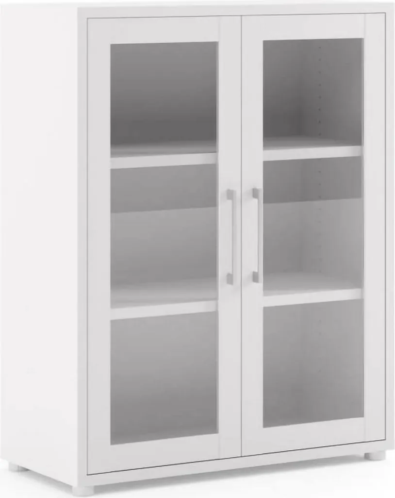 Prima Armoire à dossiers 3 HC blanc avec portes vitrées pour bureau