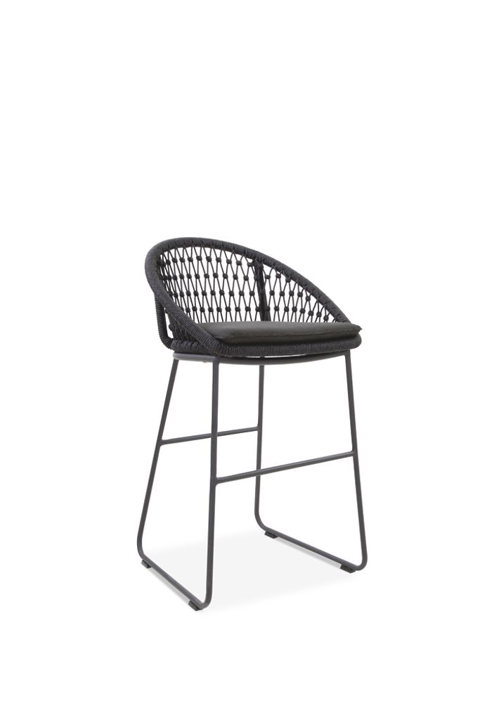 Gartenstuhl Kutax 55x52 Stoff Braungrau Kordel Grau Gestell Alu Anthrazit Kissen