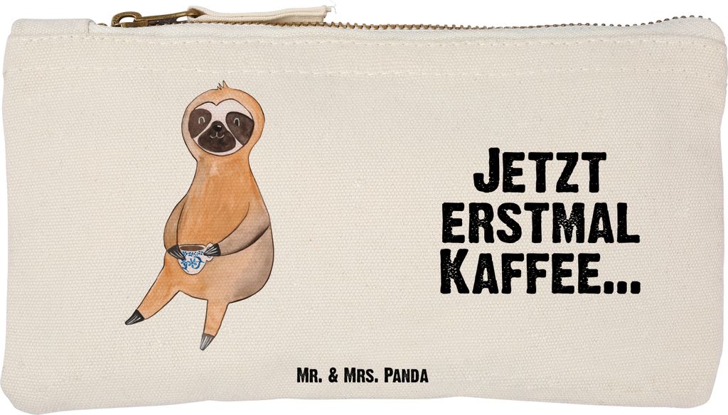 Mr. & Mrs. Panda Kosmetiktasche Faultier Kaffee Größe S Klein - Weiß - Geschenk, Stifteetui, Etui, Federmappe, Coffee, Federtasche, Kulturbeutel...