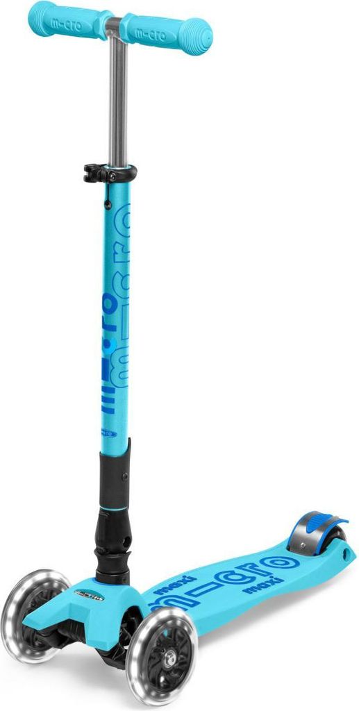 Micro Kinder Scooter Maxi Deluxe LED Faltbar , Hellblau