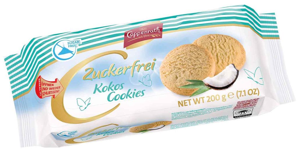 Coppenrath Zuckerfrei Kokos Cookies 200g Produktbild 