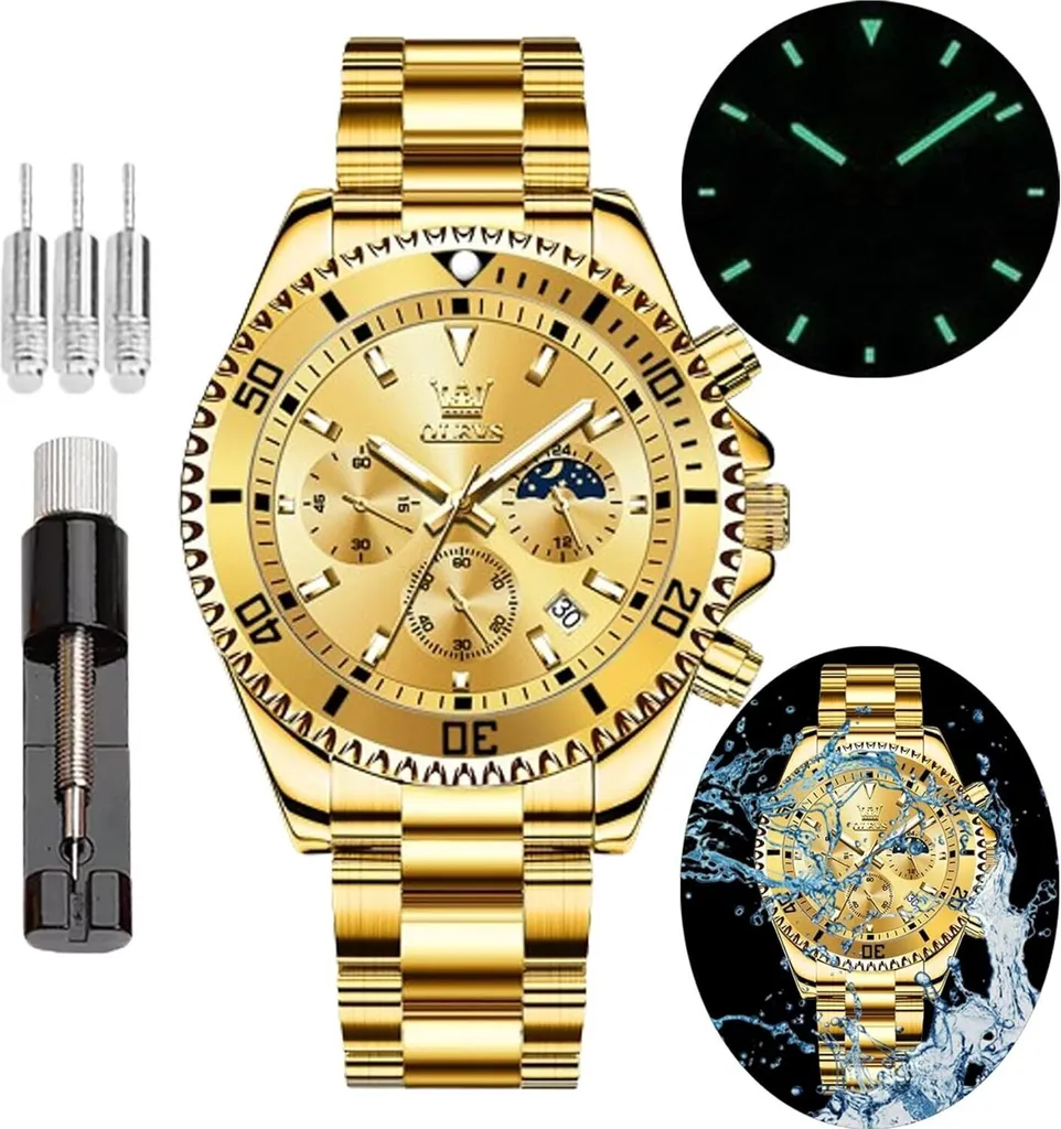 Orologio Multifunzione Uomo Acciaio e Diamanti - Movimento Quarzo 2026
