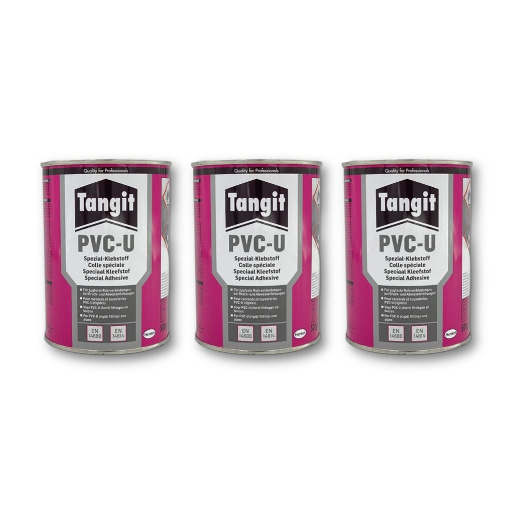 Tangit PVC-U Spezial Klebstoff für Rohrverbindung bei Druck- und Abwasserleitungen 500g - 3st