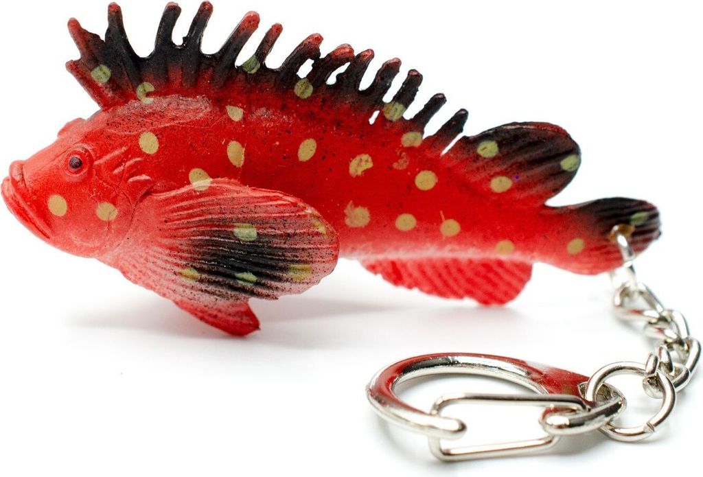 Großer Roter Drachenkopf Fisch Schlüsselanhänger Miniblings Anhänger Ozean rot