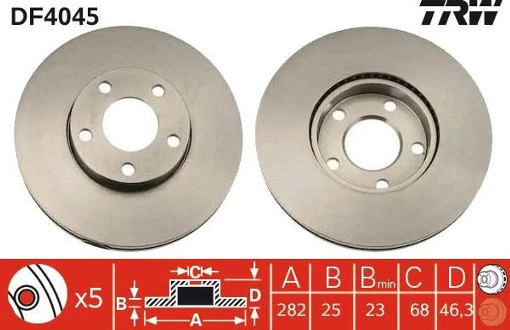 Disque de frein TRW DF4045 OE 8E0615301A pour Passat 3B haute qualité