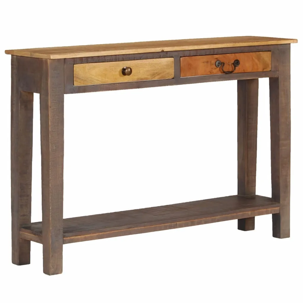 Table console 118 cm bois massif vintage - Finition artisanale robuste - 9