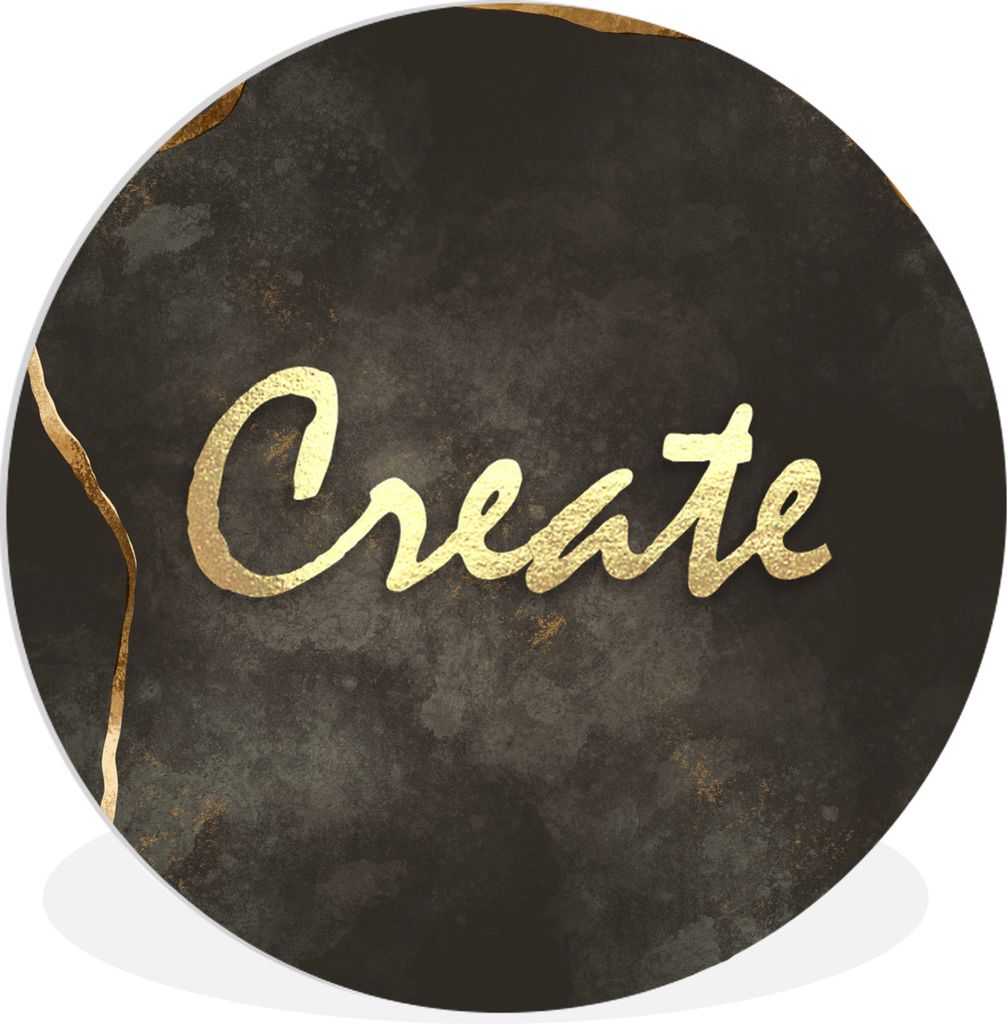 MuchoWow Rundes Wandbild - Runde Bilder Zitat - Kreativ - Gold - Schwarz Ø 90 cm Kreis Wanddekoration Kunststoff - Wandkreis - Wandschmuck - Wan...