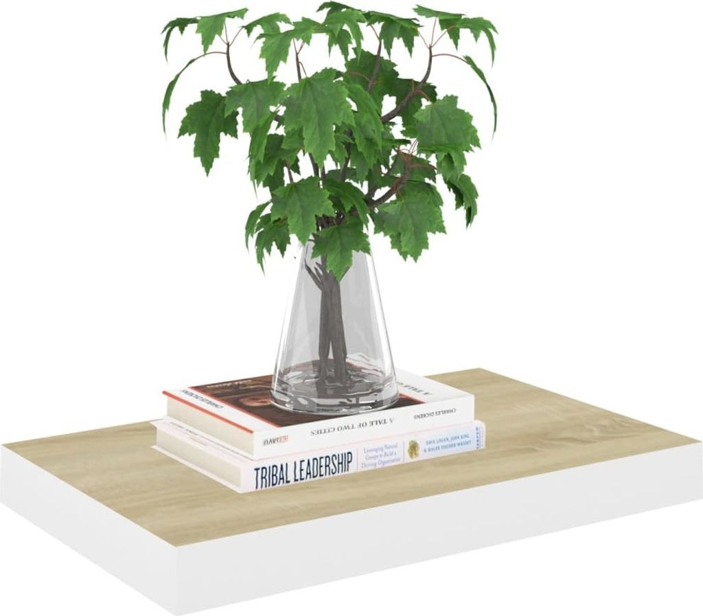 "SALE 2026"Wandregale - Braun Schweberegal Eichen-Optik und Weiß 50x23x3,8cm MDF Stabli Möbel3253888