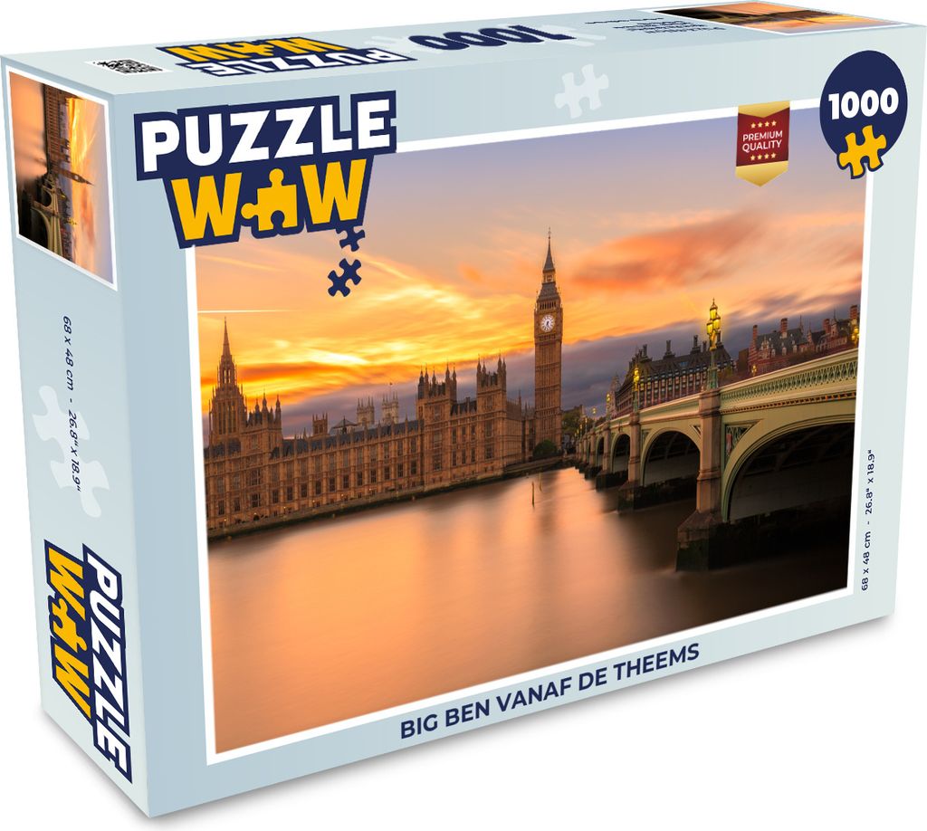 MuchoWow Puzzle 1000 Teile Big Ben von der Themse aus - Erwachsene - Rätsel