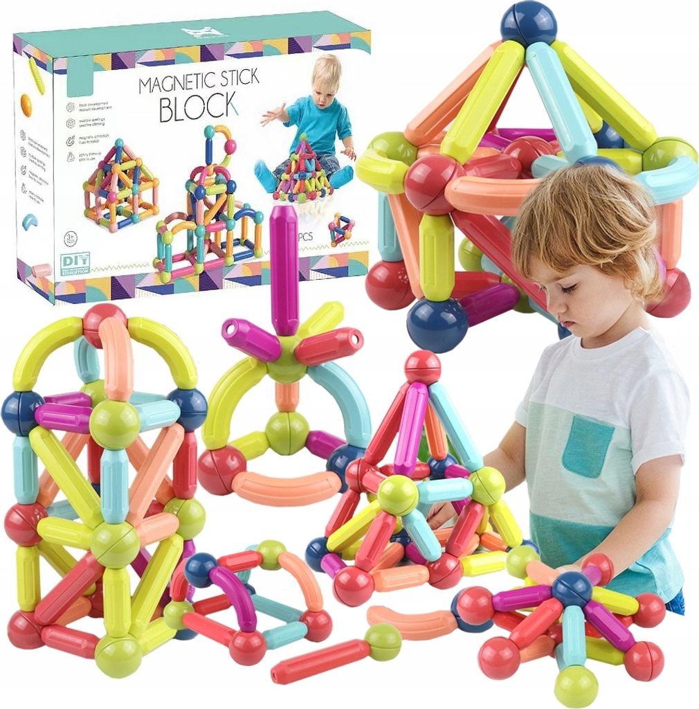 KLOCKI MAGNETYCZNE MAGNETIC STICKS Edukacja 120 EL Zdjęcie produktu 