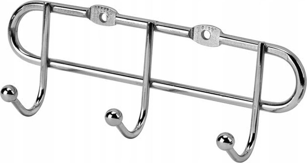 3-armiger Wandhaken für Handtücher und Kleidung, Stahl, glänzend verchromt