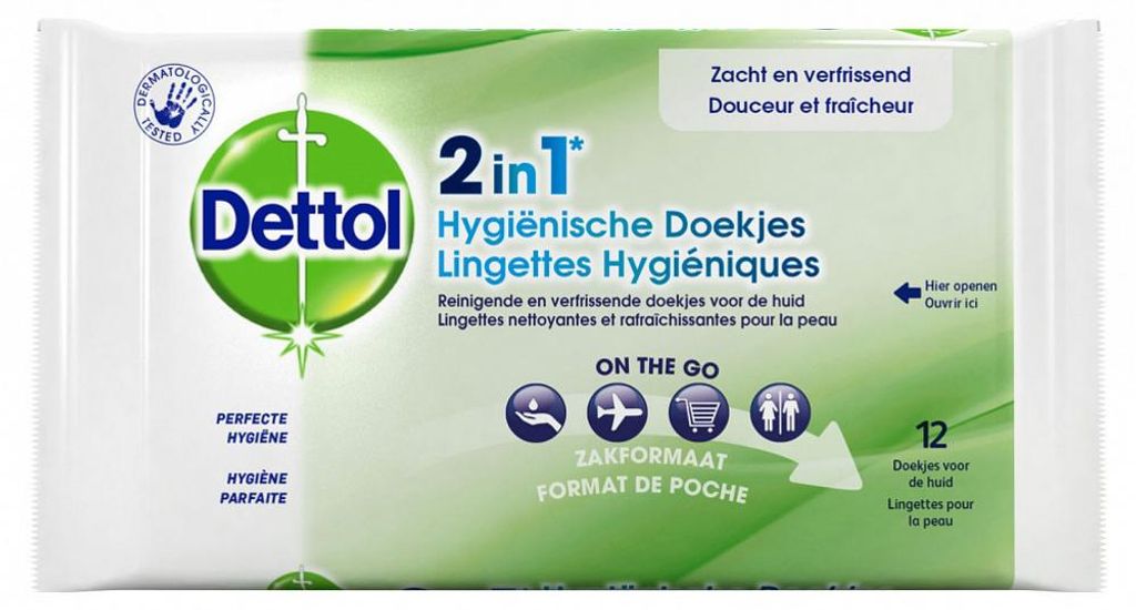 Dettol salviette igieniche Dettol salviette 2 in 1 12 pz | Immagine del prodotto 