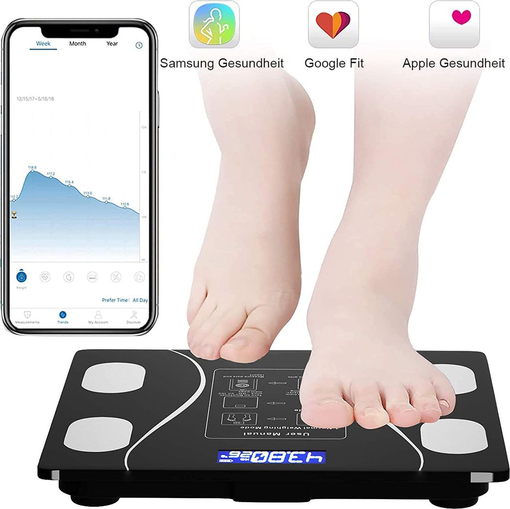 Körperfettwaage mit App LCD Digitale Personenwaage Smart Produktbild 6