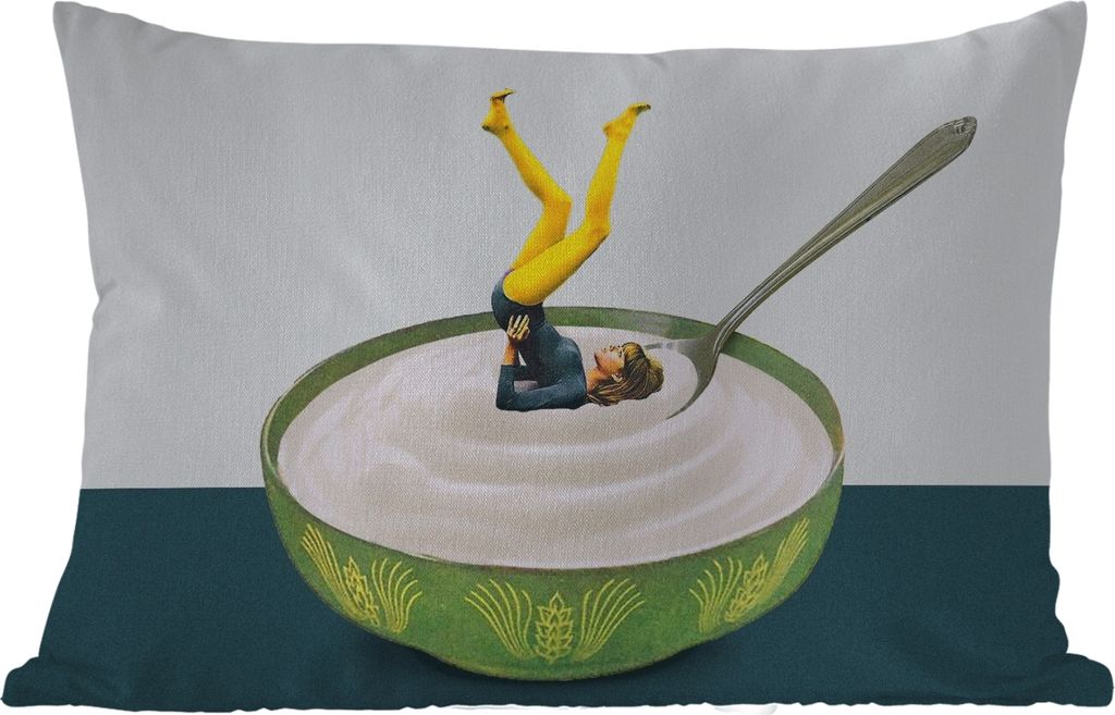 MuchoWow Outdoor Kissen - Joghurt - Yoga - Retro - 60x40 cm - Wetterfest - Lounge Kissen - Zierkissen - Kissen für Innenräume