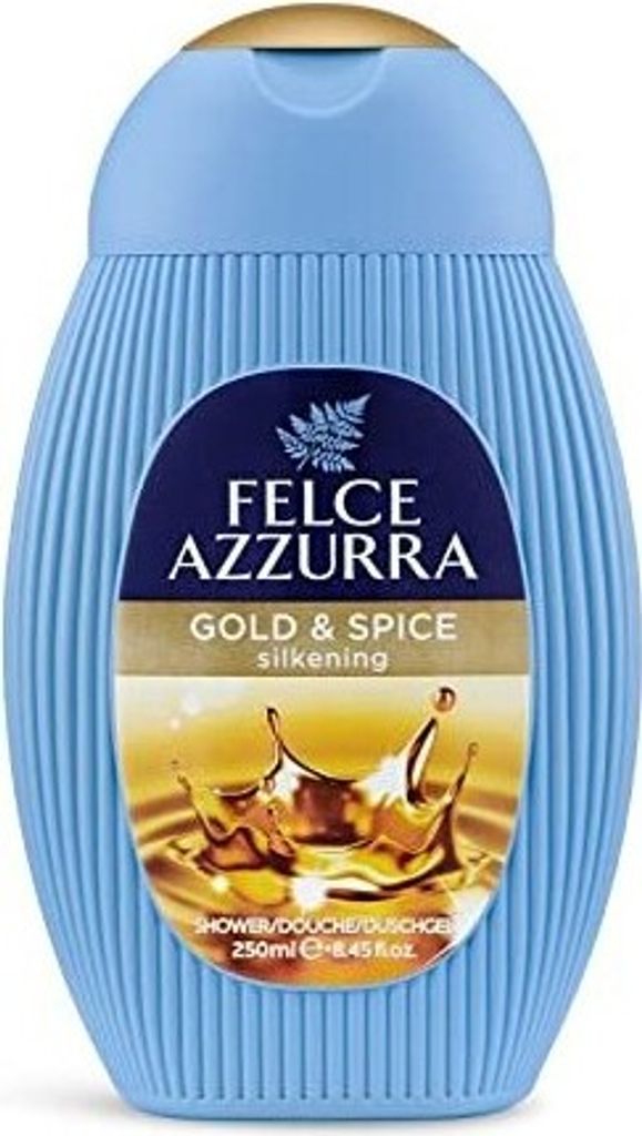 Felce Azzurra Gold and Spices Silkening Essence Shower Gel with Fruity and Aromatic Notes 8.4oz