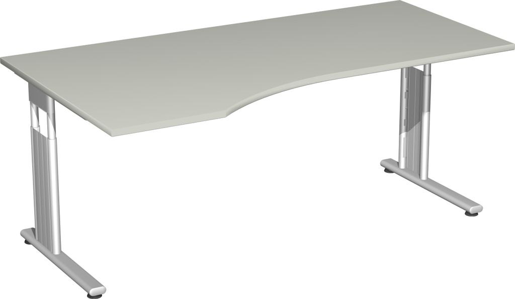 Geramöbel PC-Schreibtisch links höhenverstellbar, 1800x1000x680-820, Lichtgrau/Silber, S-617306-LS