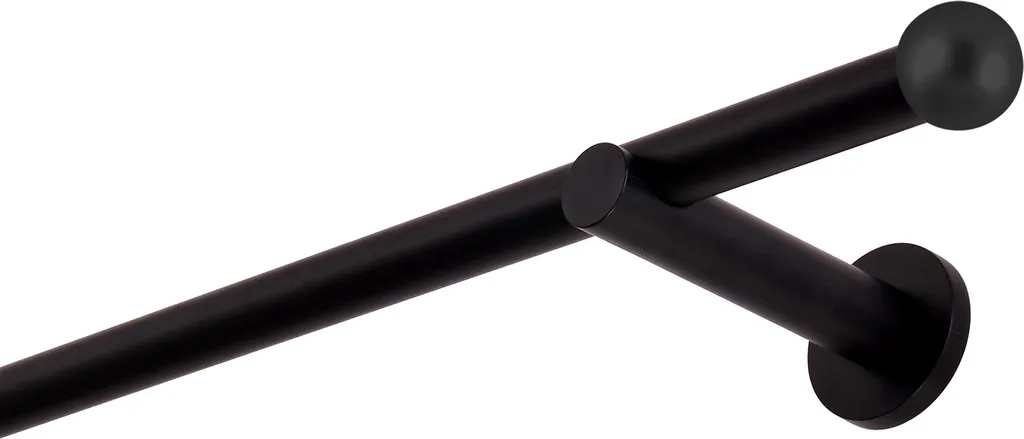 Bastone per tende nero, 600 cm, 1 binario, 19 mm, in metallo, fissaggio a parete, sfera