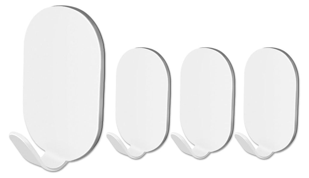 4 selbstklebende Haken, Wandhaken, Klebehaken, kein Bohren erforderlich, aus Edelstahl, ideal für Bad, WC, Küche, Büro