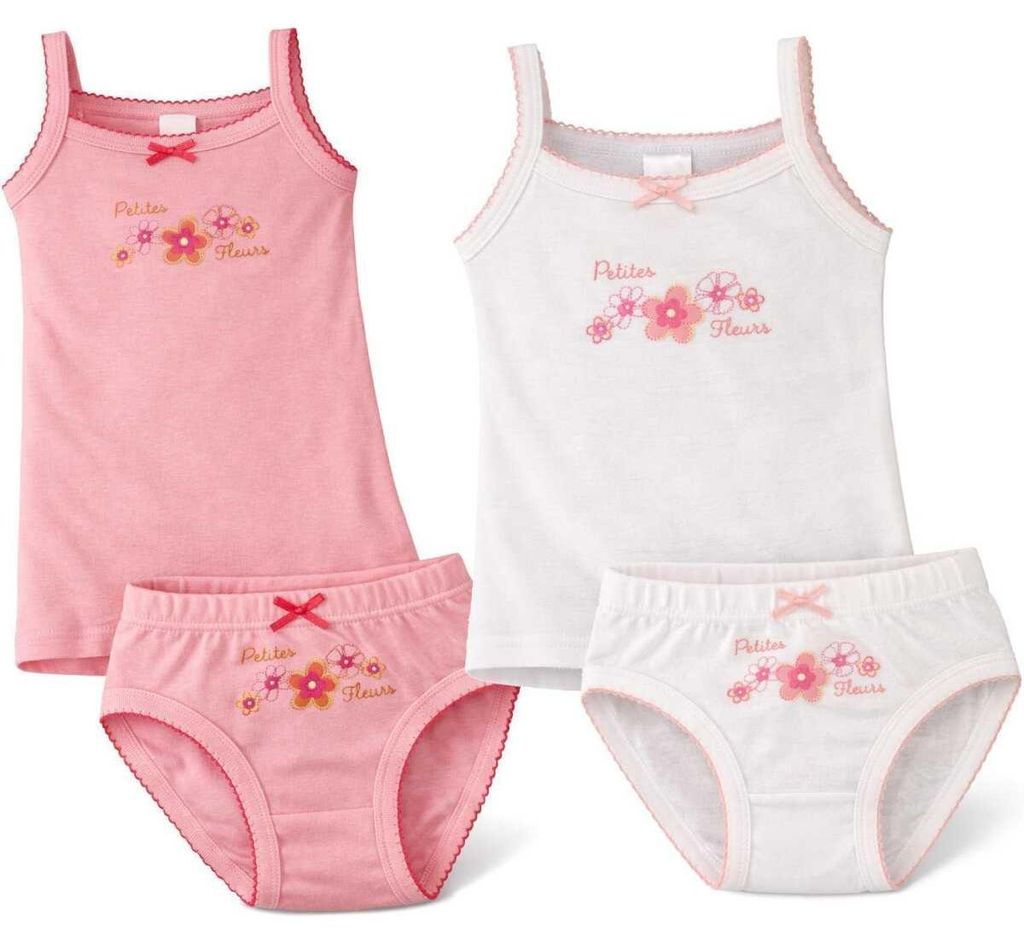 Mädchen Unterwäsche Set 4-teilig 100% Baumwolle Unterhemd Produktbild 