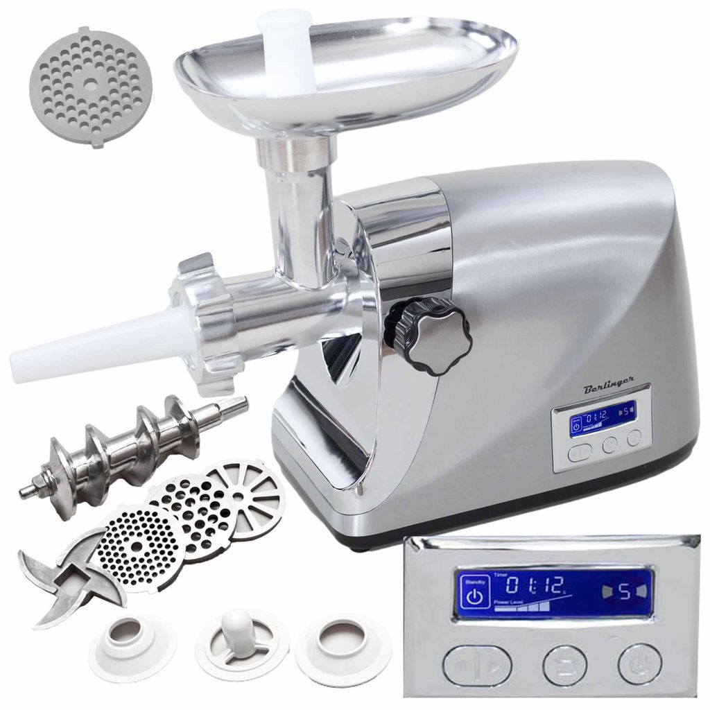 Fleischwolf BERLINGER 2200W – Metallgehäuse mit Drehzahlregelung und LCD-Display
