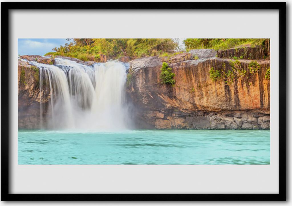 Bild 100x70 MDF-Rahmen Wandkunst Wasserfall See Landschaft