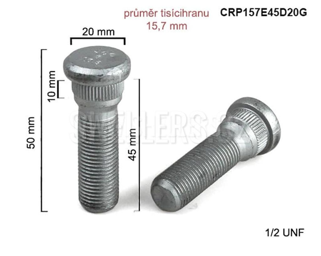 Kolový svorník - šteft 1/2 UNF 45mm tisícihran průměr Obrázek produktu 1