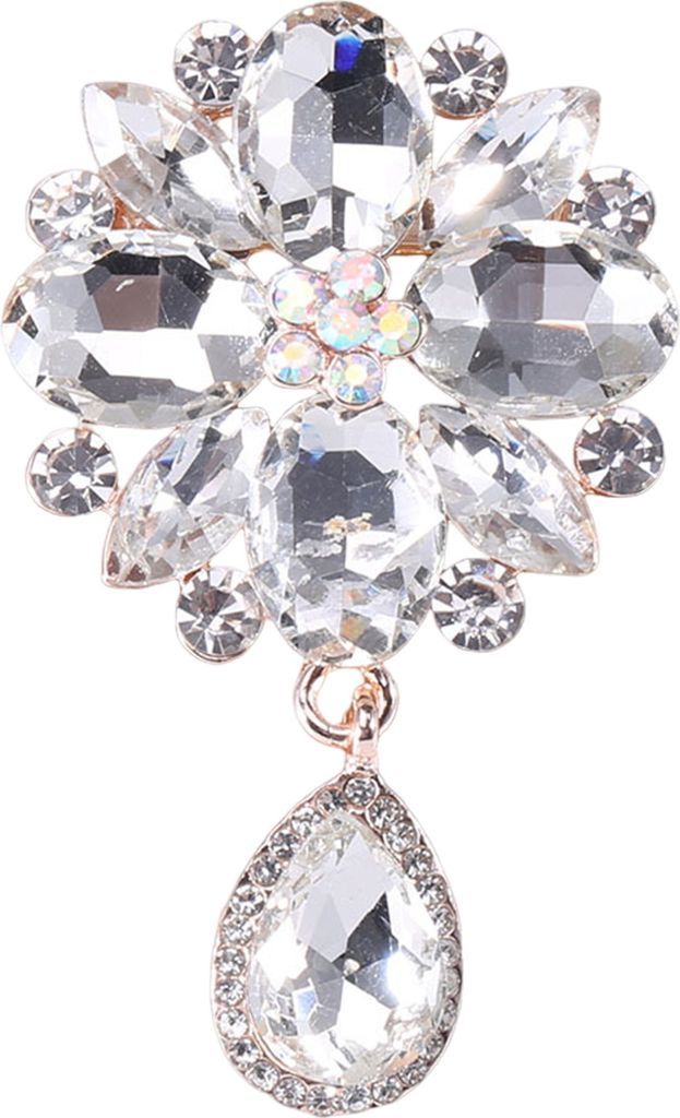 Elegante Wassertropfen-Brosche mit funkelnden Strasssteinen, eingelegte Kleidungsnadel, Frack, Anzug, Reversabzeichen, Hochzeitskostüm-Accessoires