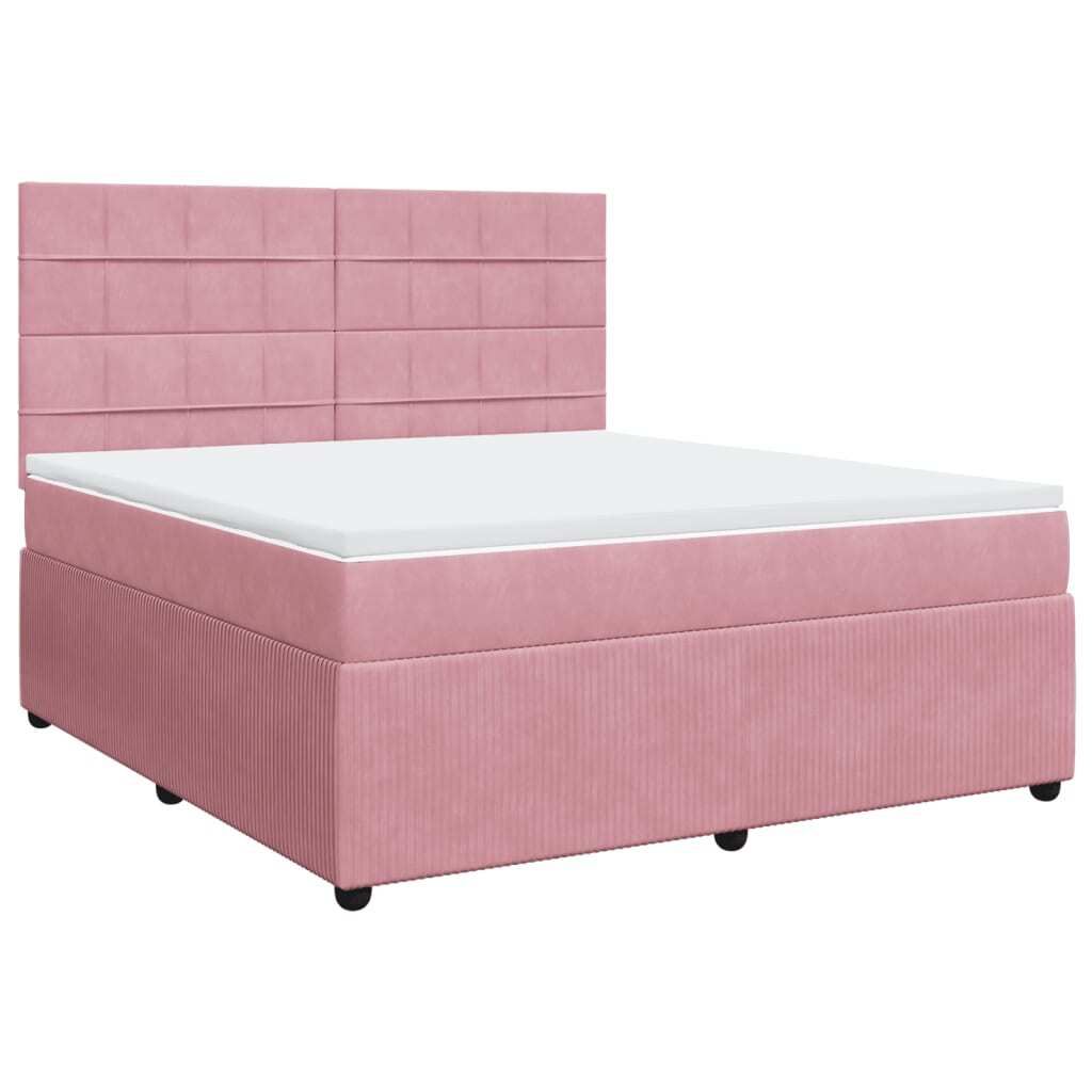 (Robust Möbel)Boxspringbett Modernes/Doppelbett - Polsterbett Erwachsene/r /Kind - mit Matratze Rosa 180x200cm Samt - Klassische Betten DEMöb...