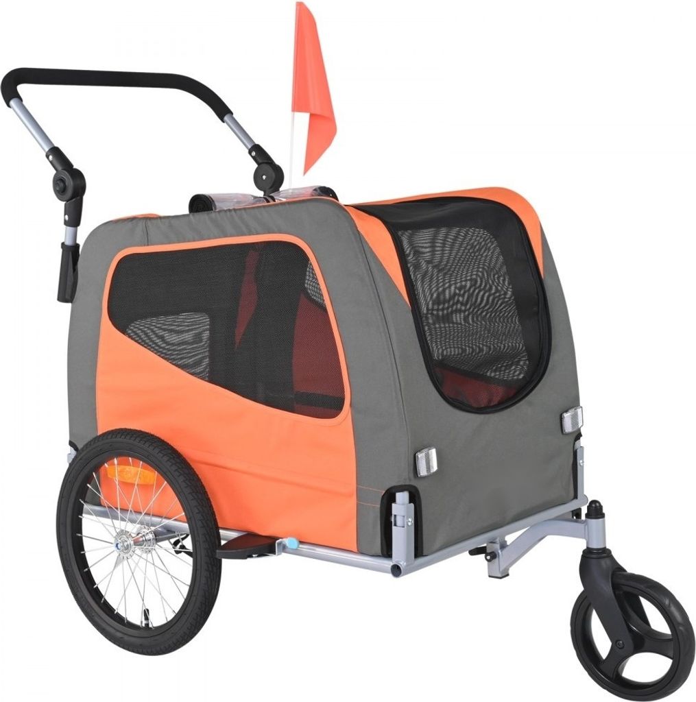 Hunde-Fahrradanhänger, bis 30 kg belastbar, 2-in-1 Haustier-Kinderwagen & Fahrradträger, klappbarer Wagenrahmen, Schnellspannräder, universelle ...