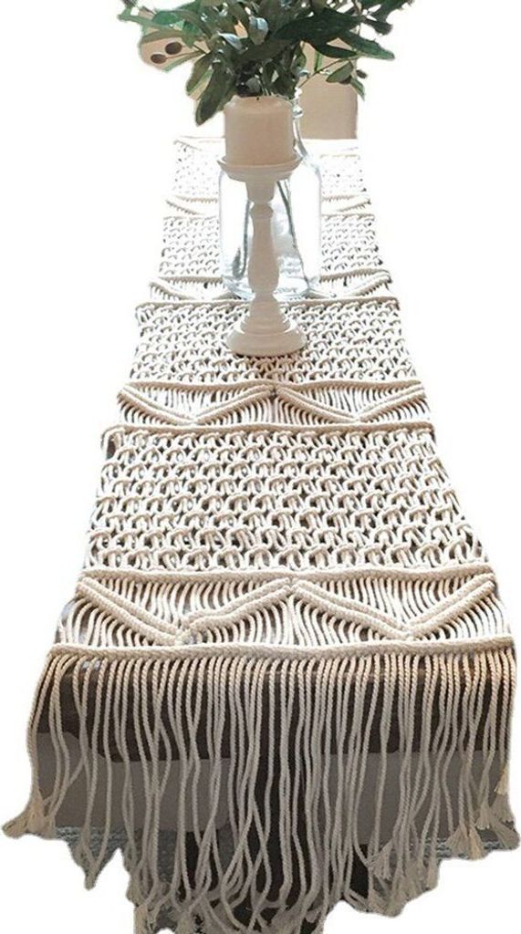 Tischläufer Makramee 35x200cm Macrame mit Table Runner Handgewebtl