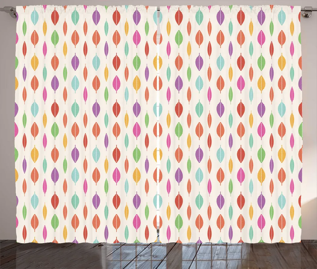 Rideaux de Salon Style Bohème 280x225 cm avec Plumes et Crochets Inclus
